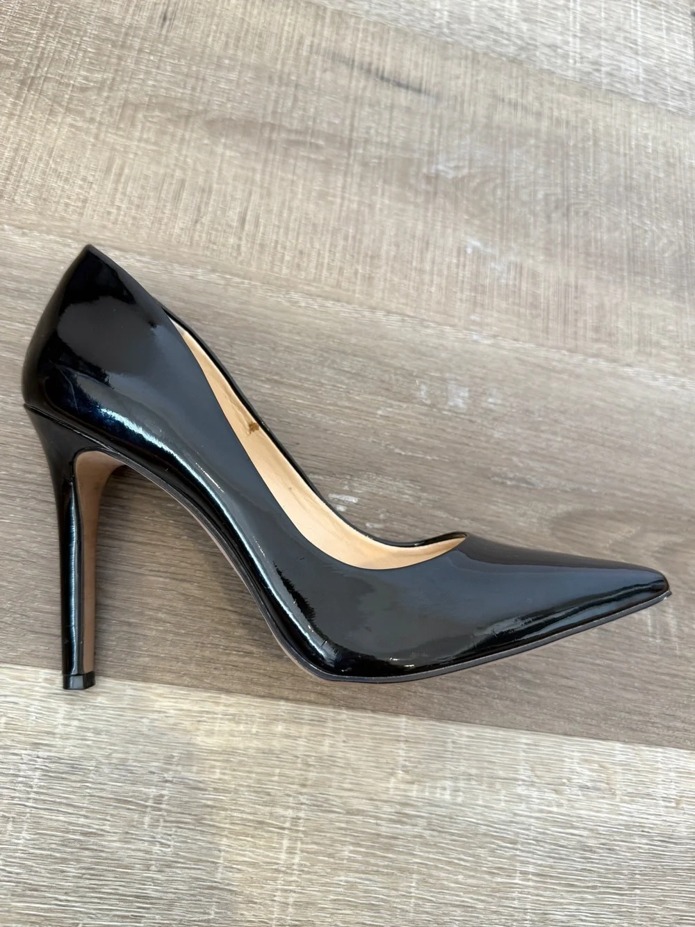 Jessica Simpson Cassani Size 7.5 Black Patent Pointed Toe Stiletto Pumps